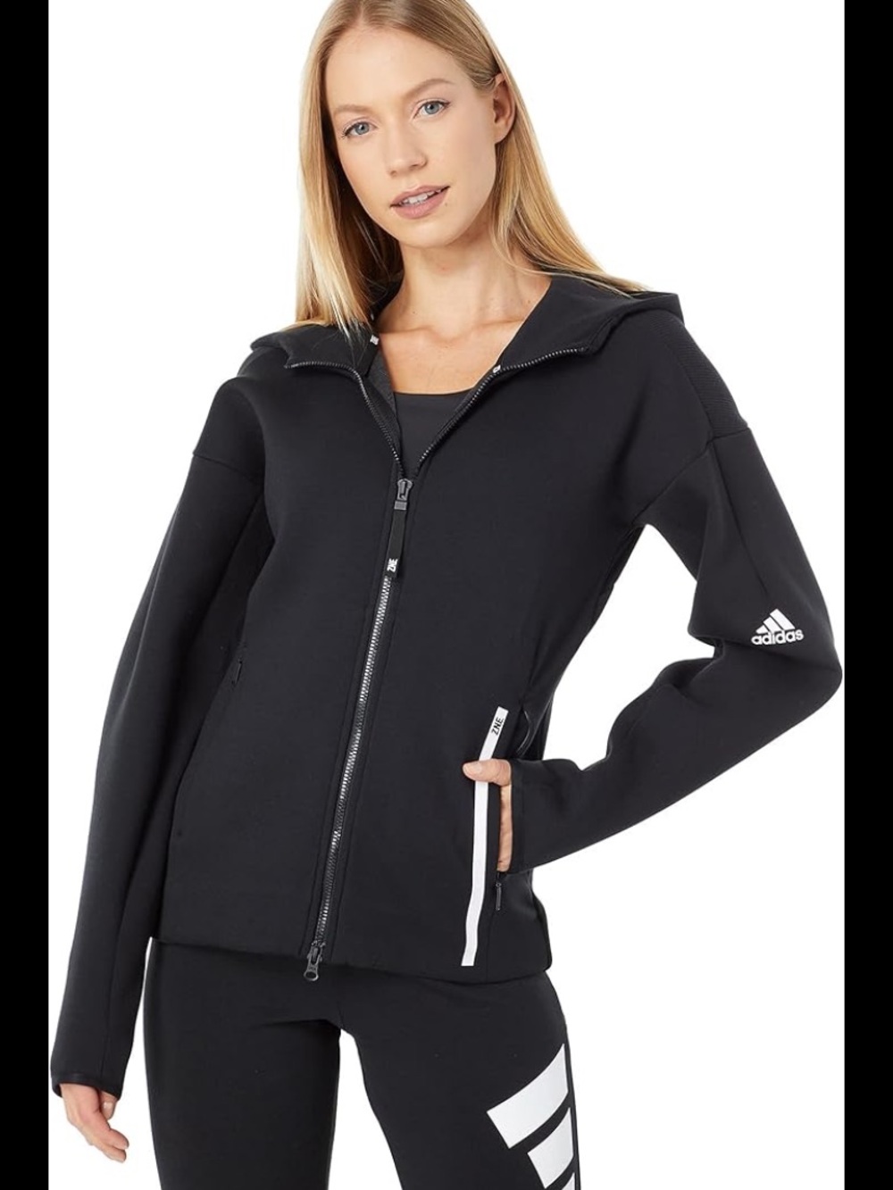 Adidas Z.N.E. Primegreen Full Zip Hoodie Black Athletic Jacket Women’s Medium